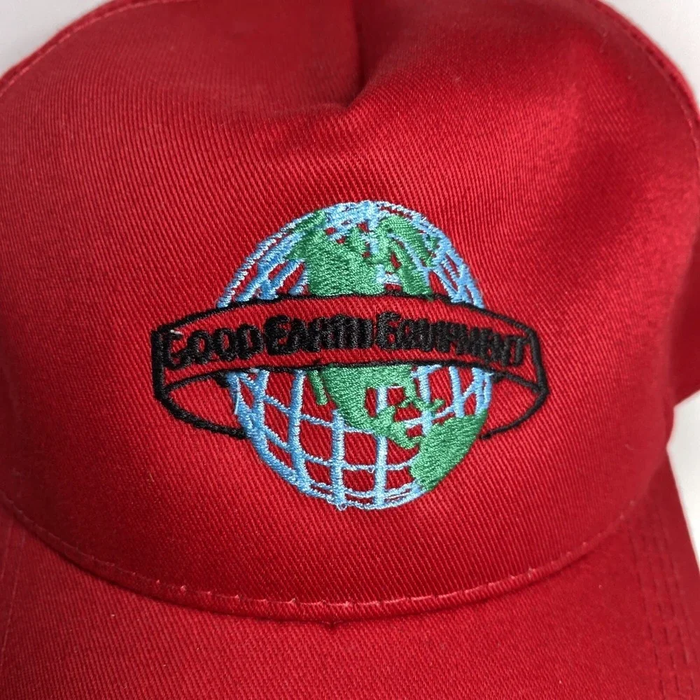 Vintage GOOD EARTH EQUIPMENT Snapback Baseball Hat Cap Embroidery Tools Red Gift - Picture 2 of 12